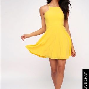 NWT Lulus Call to Charms Yellow Skater Dress
